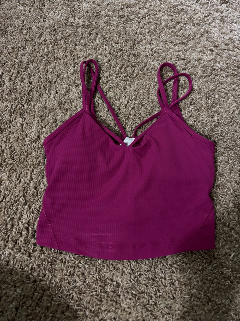 lululemon athletica Ribbed Strappy Crop Top in Deep Magenta